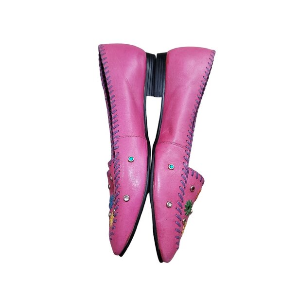 L J Simone Women Pink Ballet Barbie Flat Shoes 7 Festival Boho‎ Work Summer Y2K - Picture 7 of 8